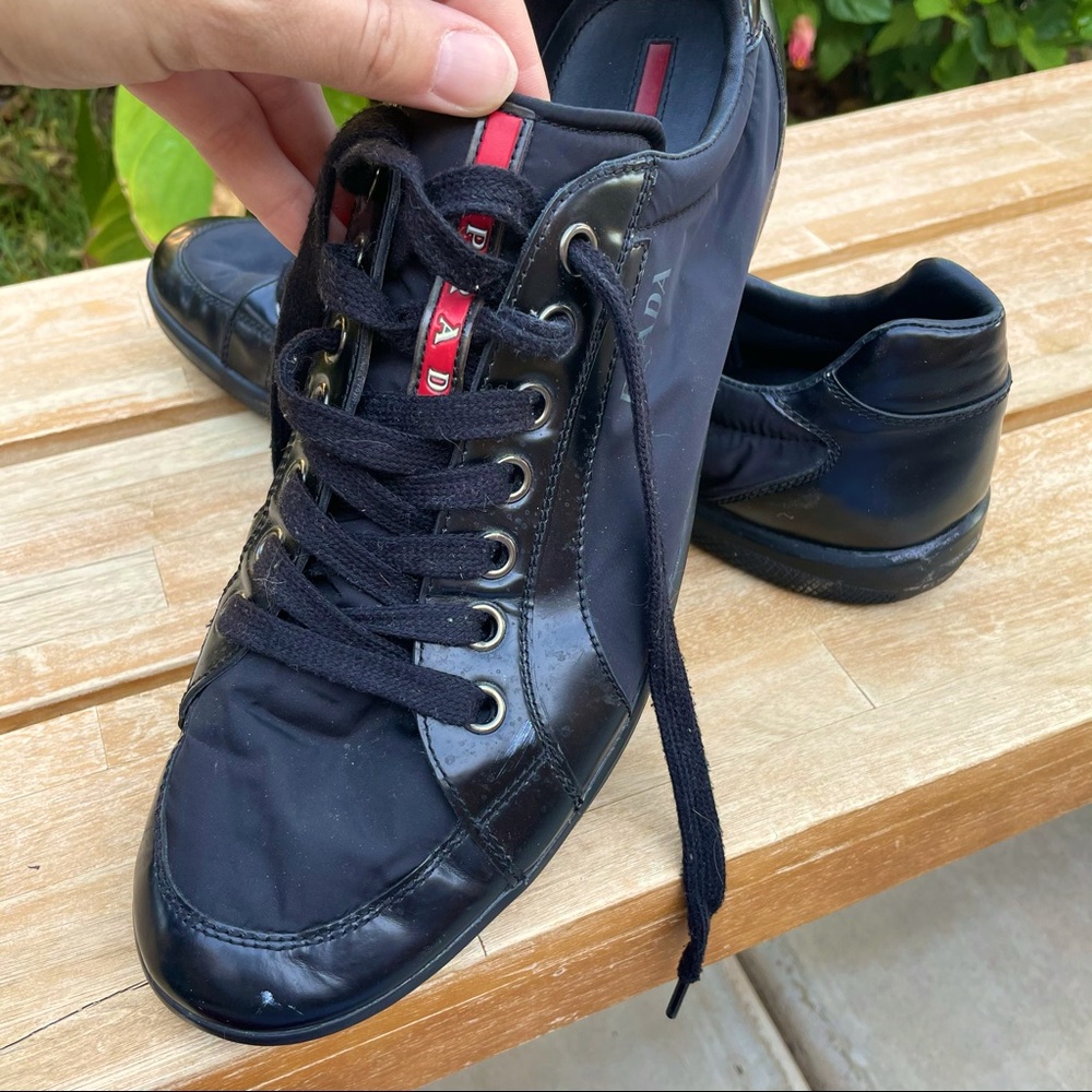 Prada Sneakers Men’s Size 12 Black Fabric Like New